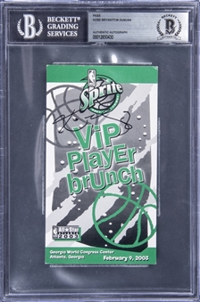 2003 Kobe Bryant and Tim Duncan Dual Signed All-Star Weekend VIP Player Brunch Pass from 2/9/03 (Beckett)